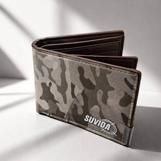 Billetera camuflada gris